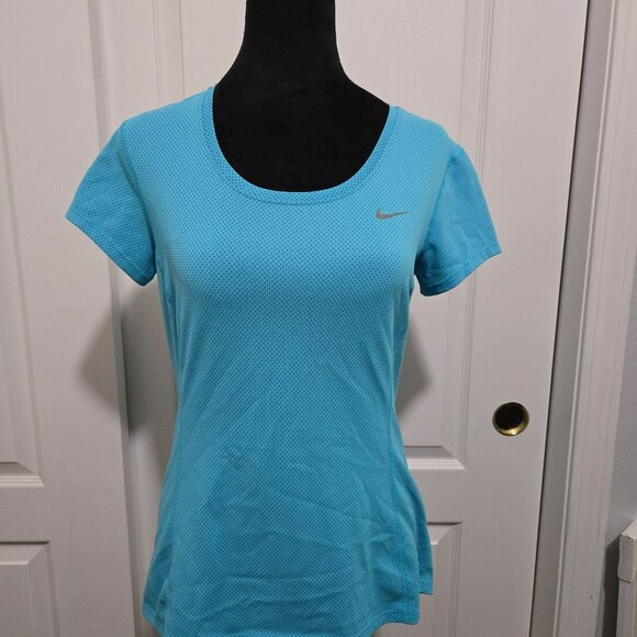 Nike Running Short Sleeve Dri-Fit Turquoise Top Size Small - Picture 1 of 8